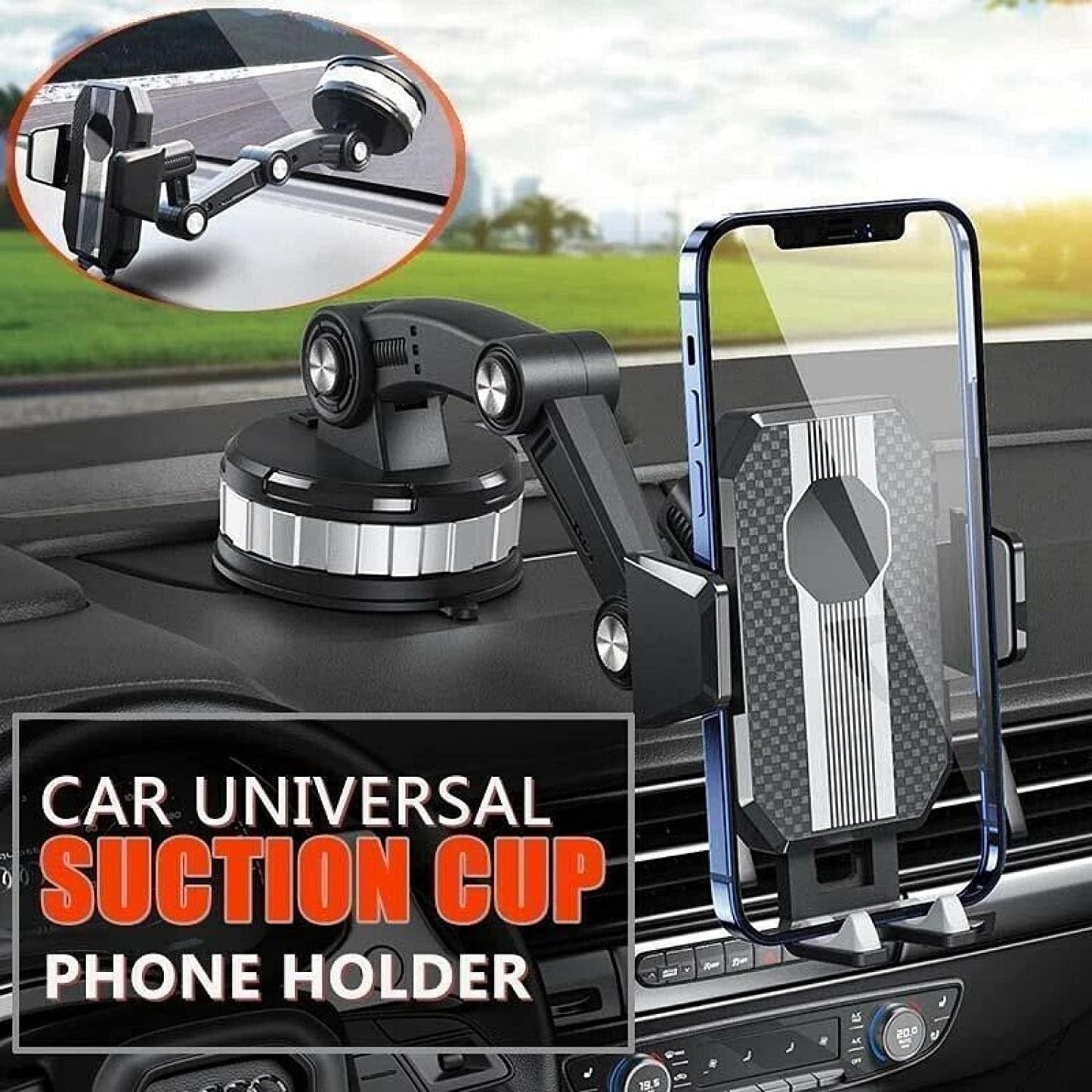 Car Phone Holder Universal 360° Rotating Car Phone Mount with Strong Suction Cup Adjustable Car Dashboard