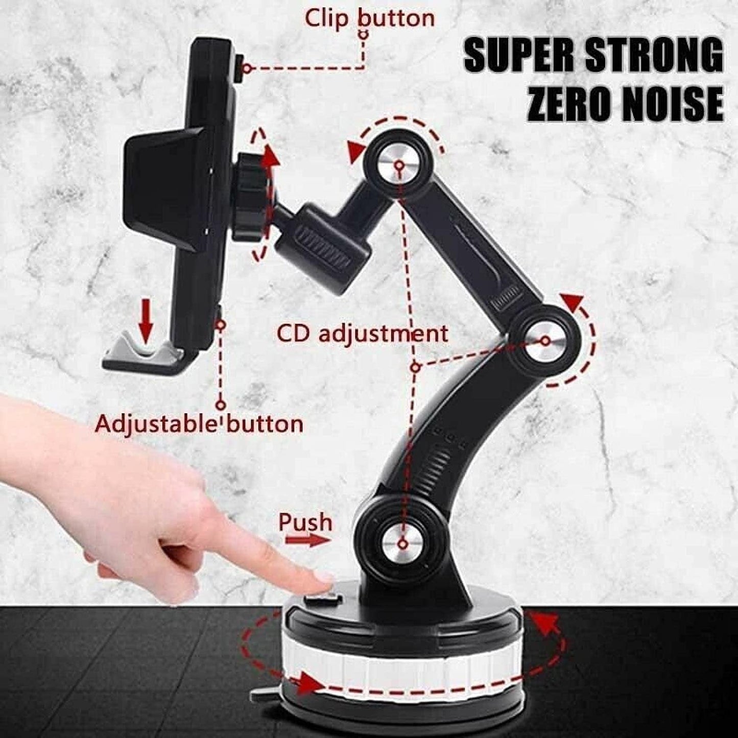 Car Phone Holder Universal 360° Rotating Car Phone Mount with Strong Suction Cup Adjustable Car Dashboard