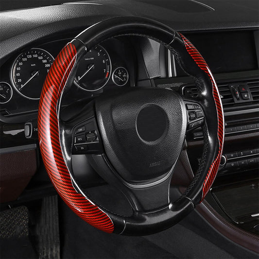 Universal Laser Carbon Fiber Pattern Steering Wheel Cover - Ultra-Thin, Non-Slip, Sweat-Resistant, Comfortable Grip